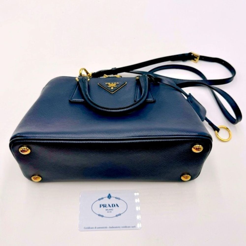 Auth Prada Small Baltic Blue Saffiano Lux Leather 2way Top Handle Promenade Bag - Picture 8 of 16